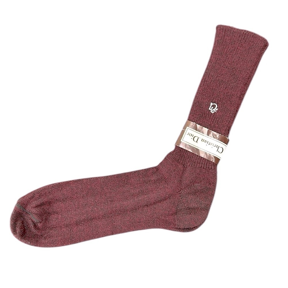 Vtg Christian Dior Burgundy Orlon Acrylic Nylon Socks‎ Size 10-13 NWT